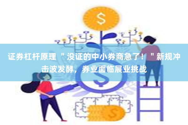 证券杠杆原理 ＂没证的中小券商急了！＂新规冲击波发酵，券业面临展业挑战